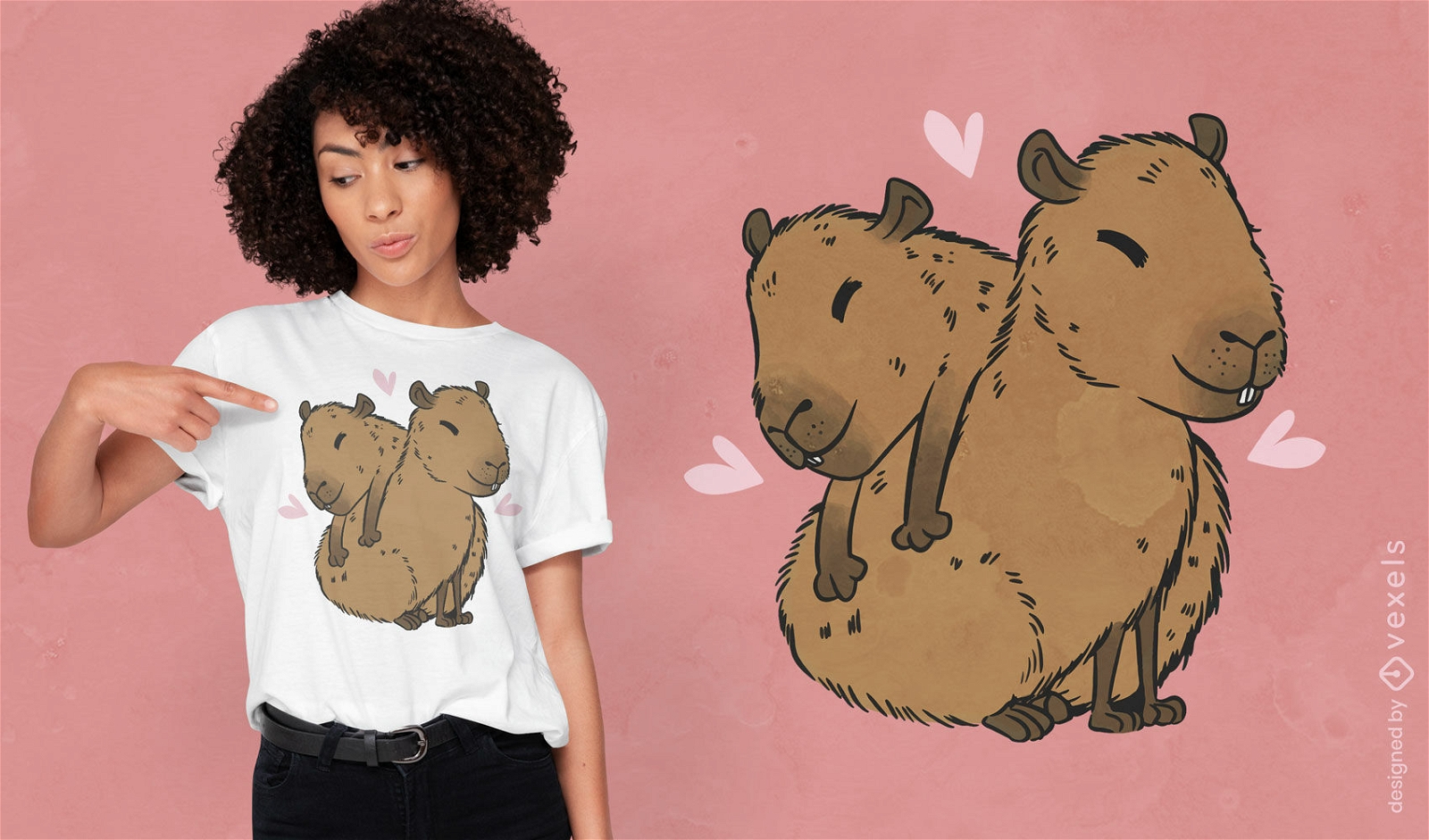 Diseño de camiseta de animales de bebés capybara.