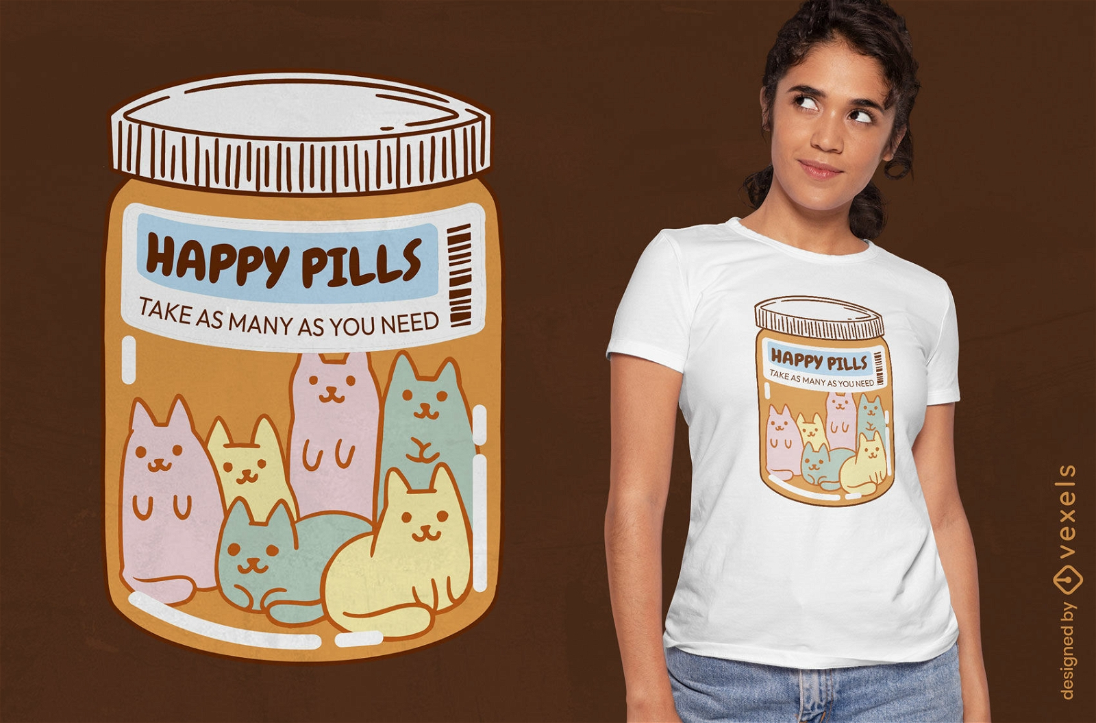 Tarro de pastillas con dise?o de camiseta de gatitos