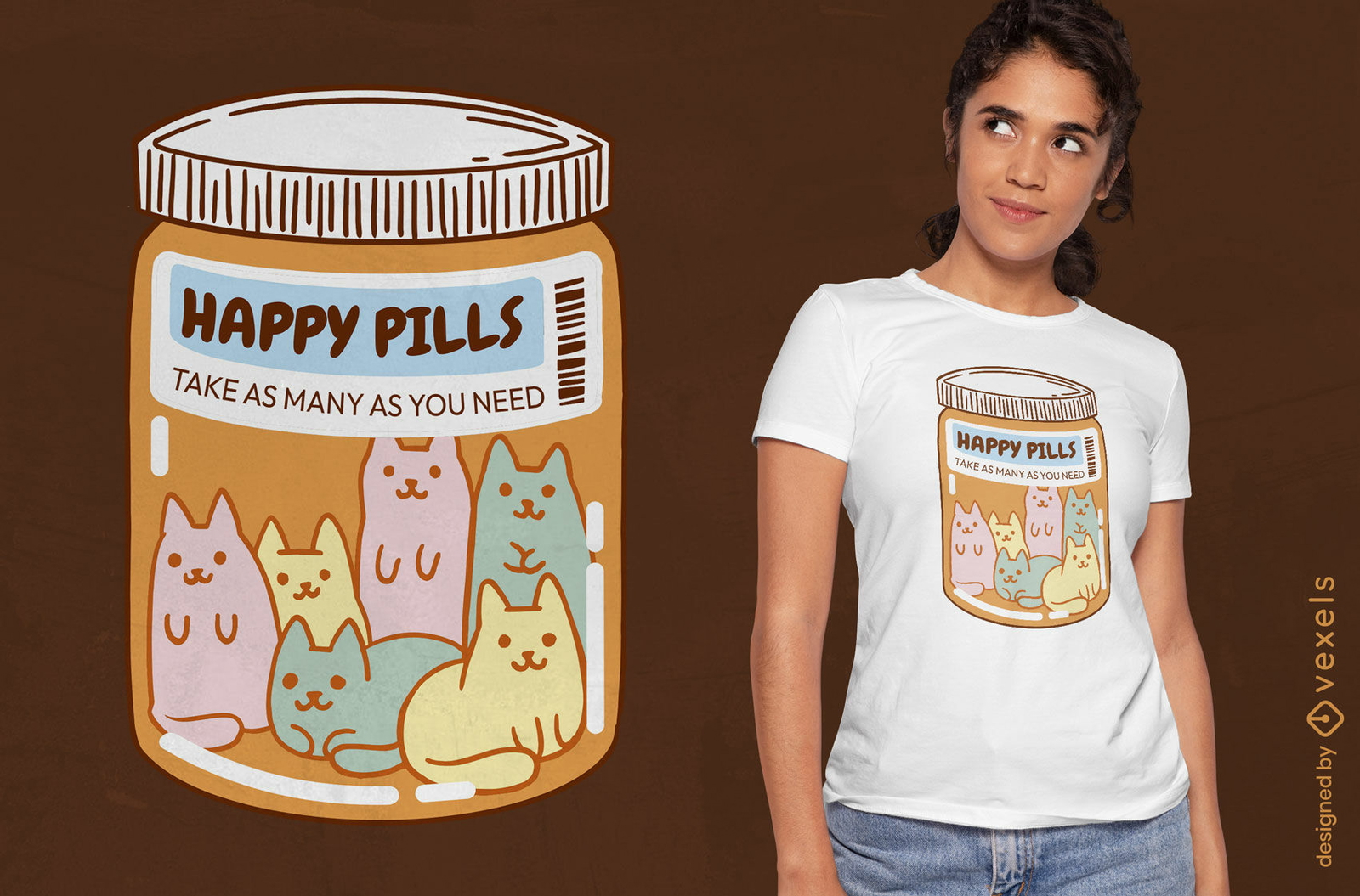 Tarro de pastillas con diseño de camiseta de gatitos