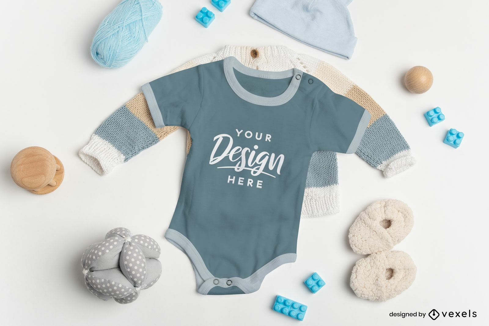 Solid background baby onesie mockup design