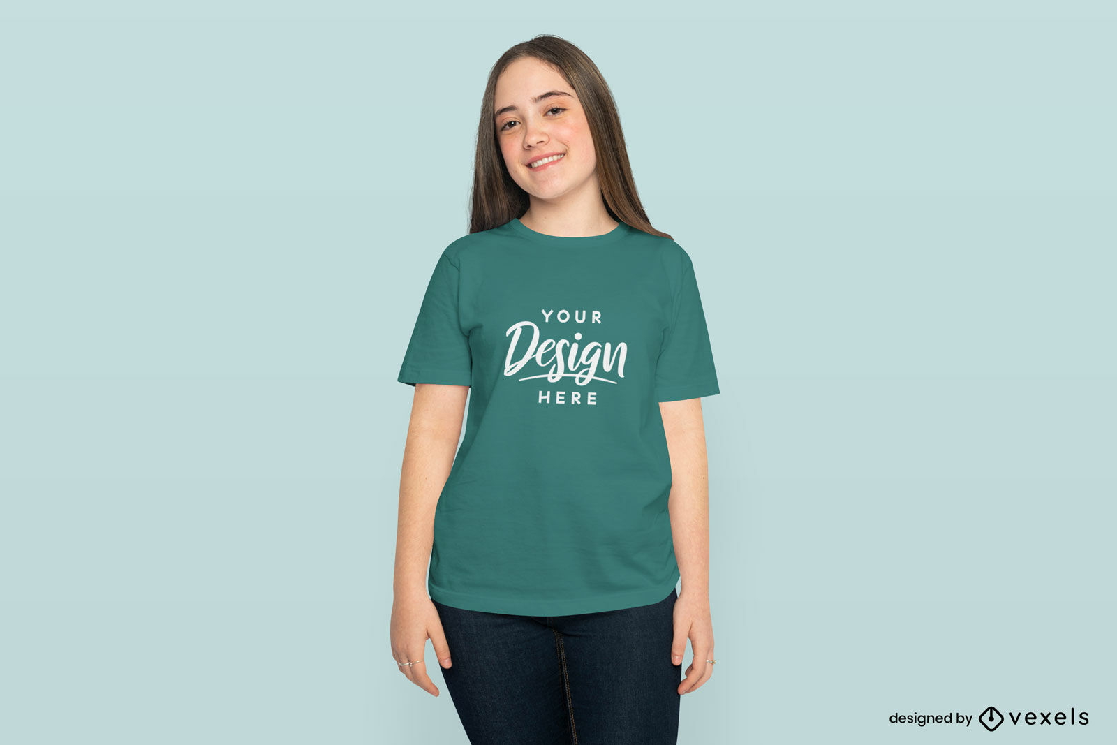 Teenage girl model in t-shirt mockup