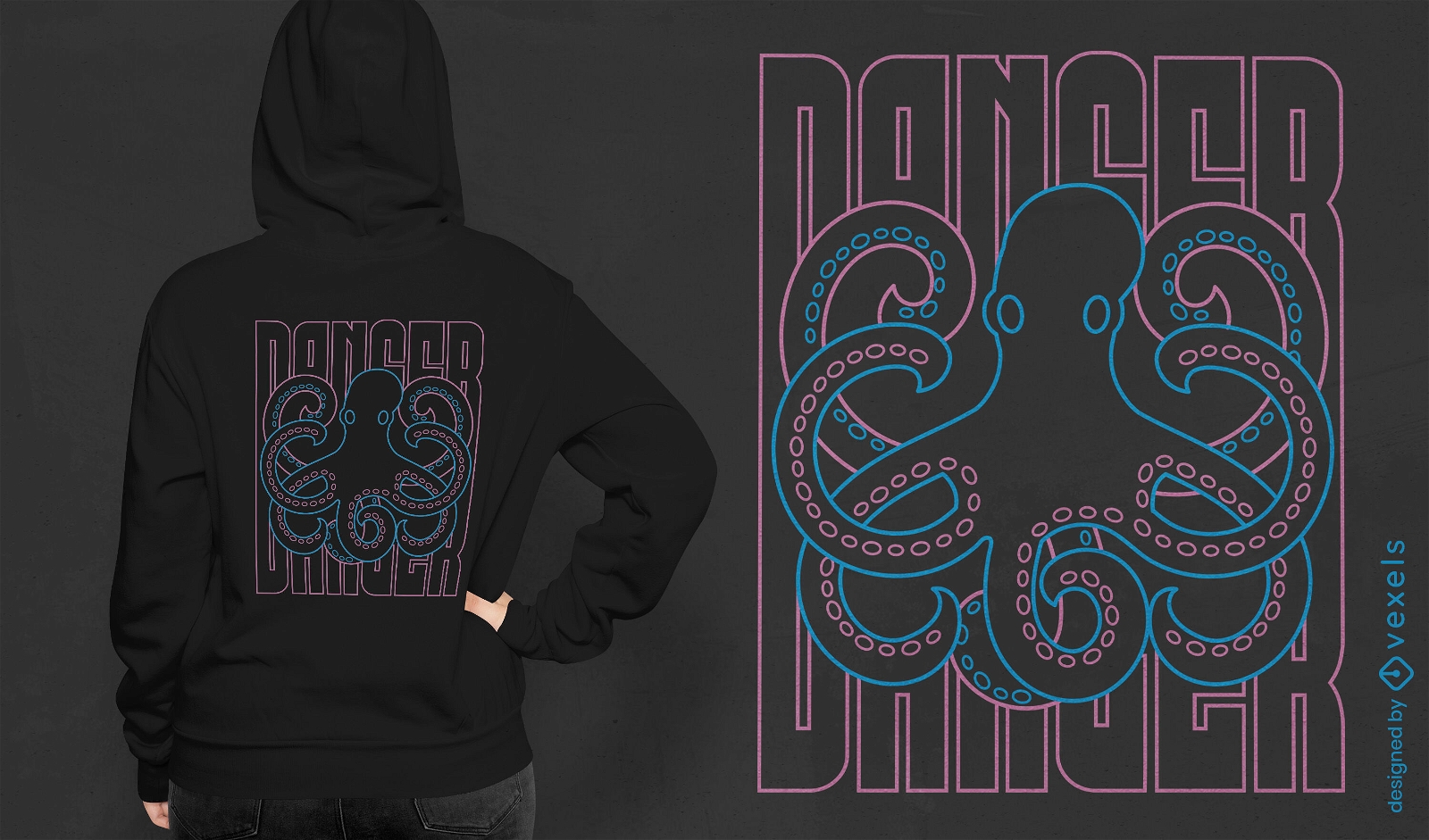 Octopus Danger Duotone T-Shirt-Design
