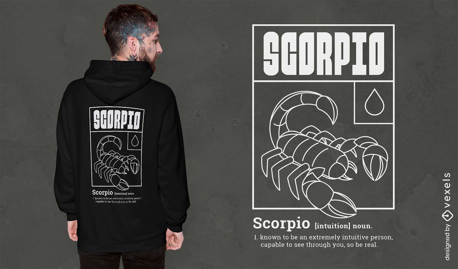 Design de camiseta de descri??o de Escorpi?o