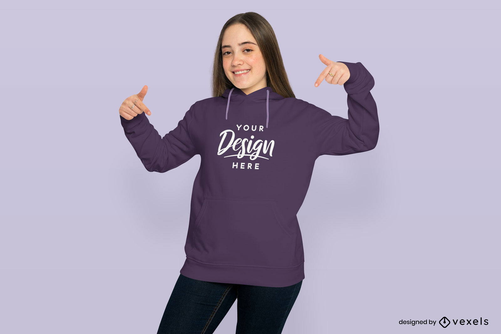 Teenager-Mädchen-Model im Hoodie-Modell