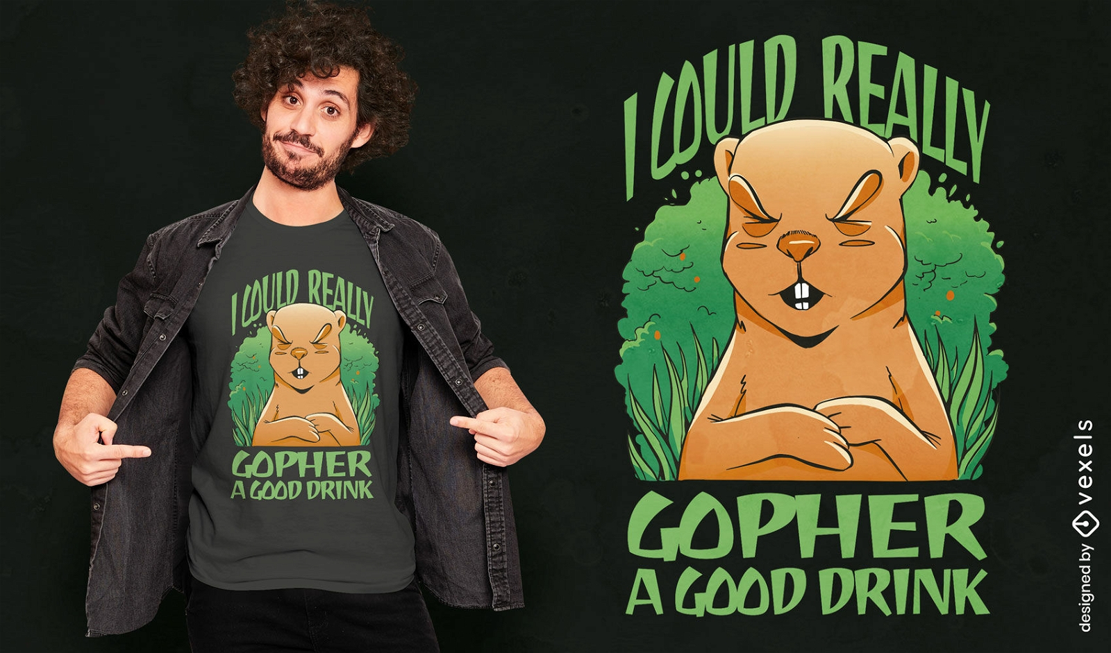 Diseño de camiseta de animal roedor Gopher