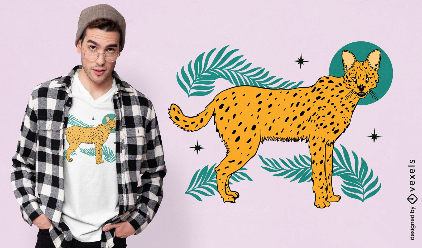 Dise?o de camiseta de animal salvaje gato Serval