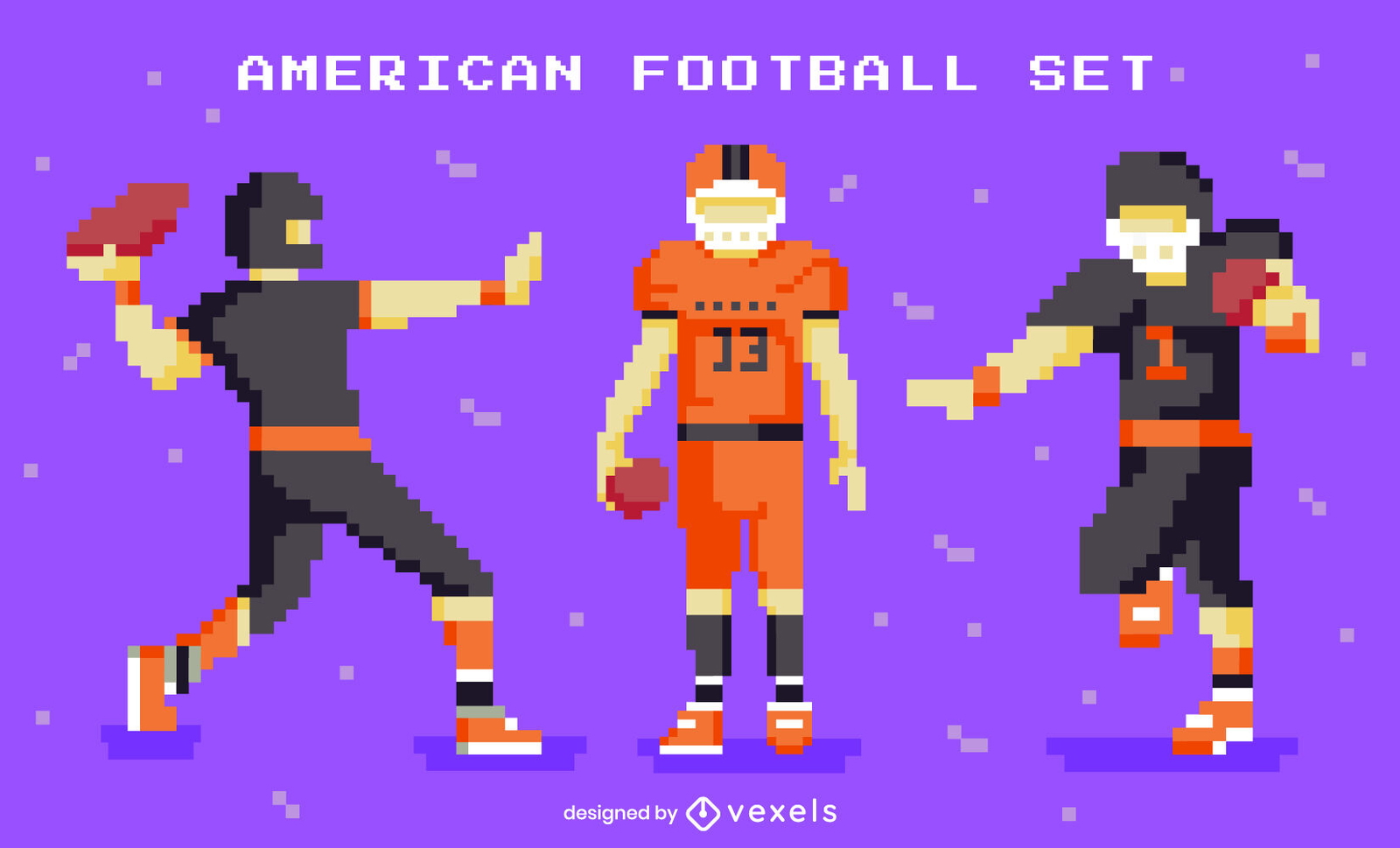 Conjunto de esporte de jogador de futebol de pixel art