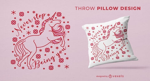 Floral unicorn motivation throw pillow design