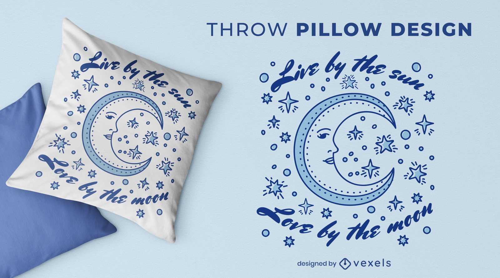 Moon and stars throw pillow design