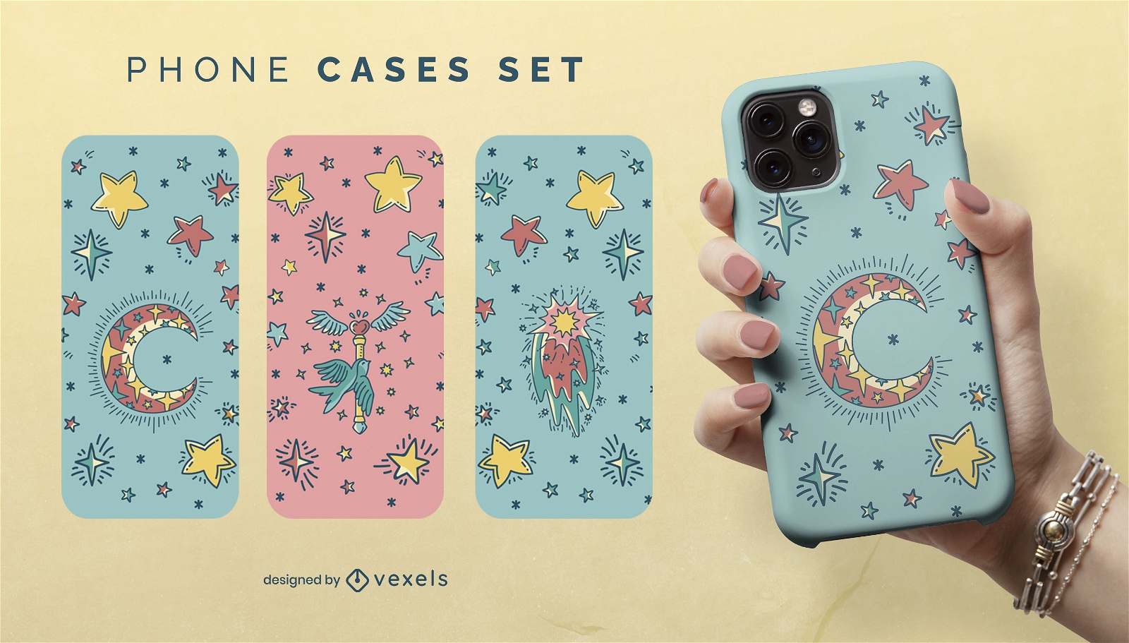 Magical stars and moon phone case set