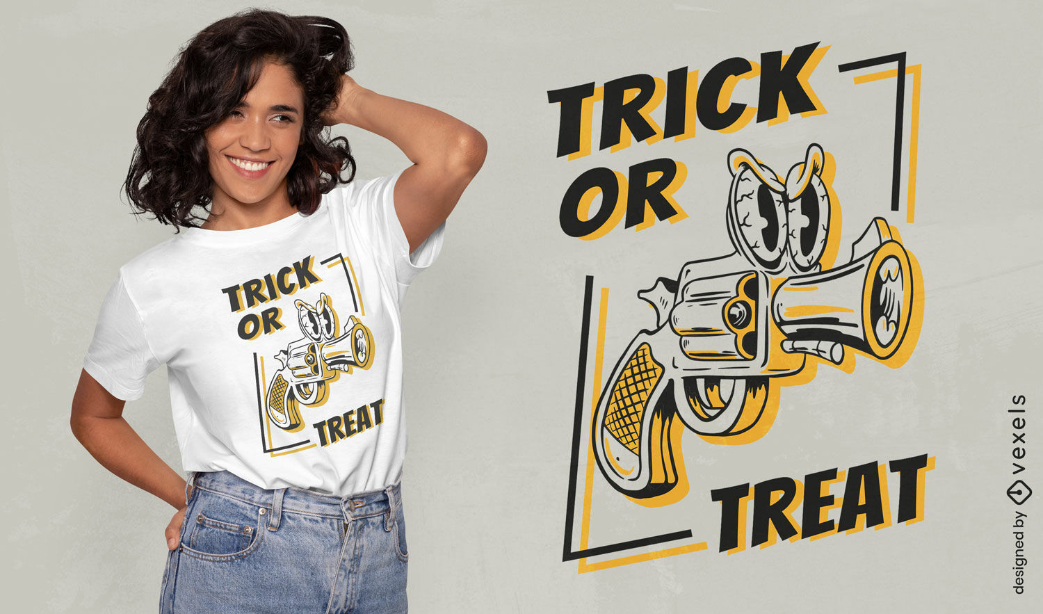 Diseño de camiseta de dibujos animados retro de truco o trato de Halloween