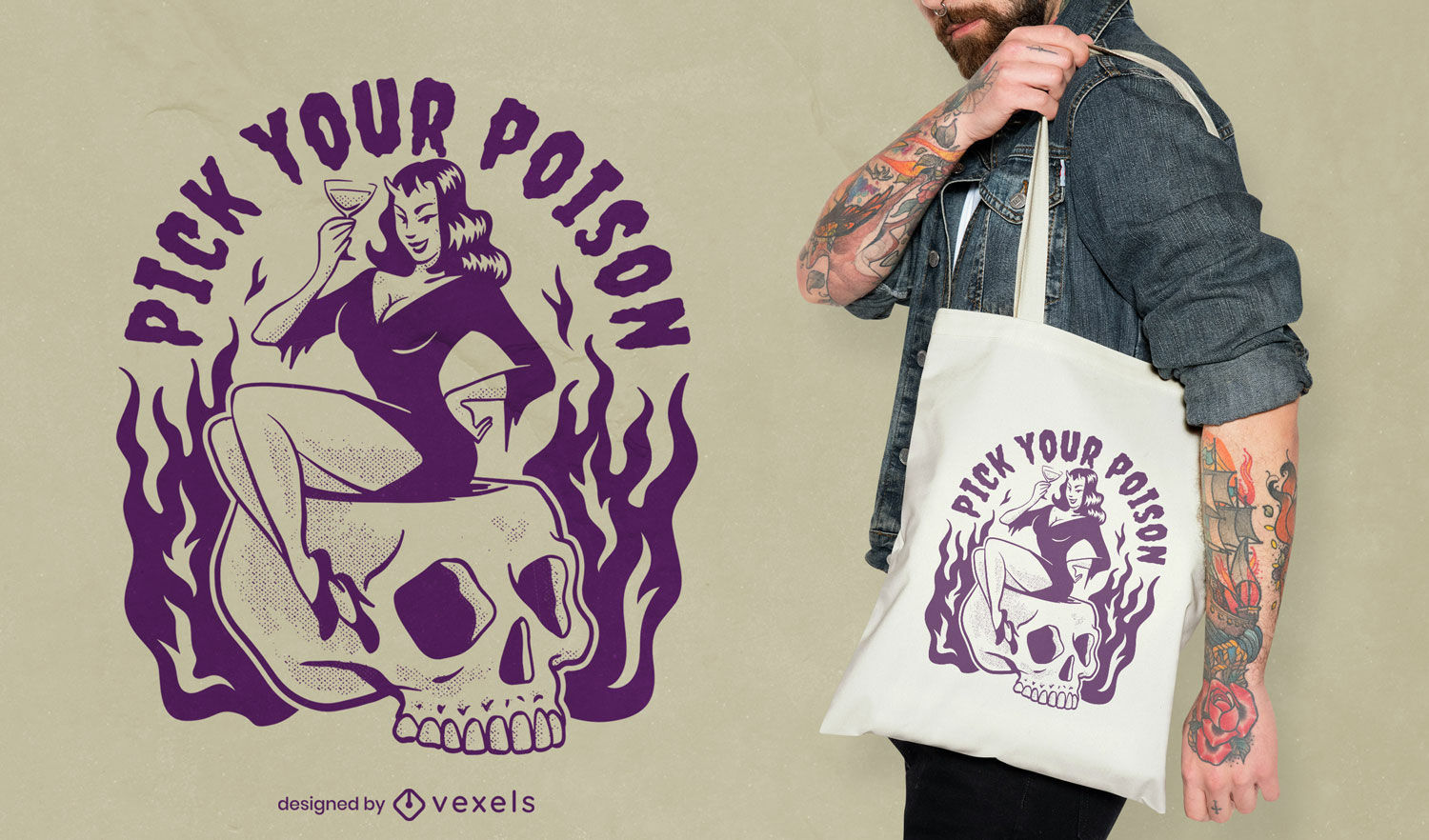 Diseño de bolso tote de mujer diablo de halloween