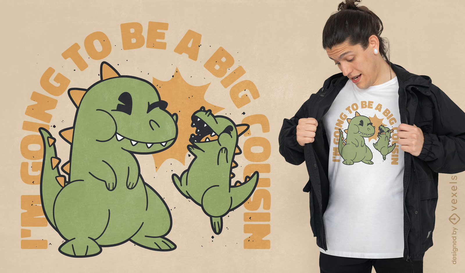 Diseño de camiseta de primo grande t-rex