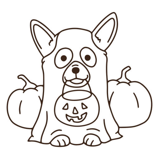 Halloween Corgi dog stroke PNG Design