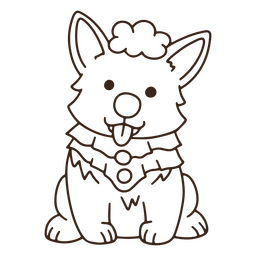 Halloween-Clown-Corgi-Strichschlag PNG-Design