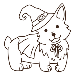 Golpe de corgi de bruja de halloween Diseño PNG