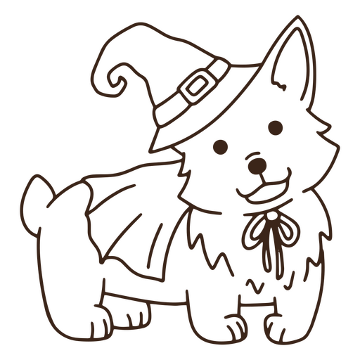 Halloween witch corgi stroke PNG Design