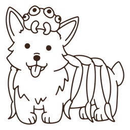 Golpe de corgi araña de halloween Diseño PNG