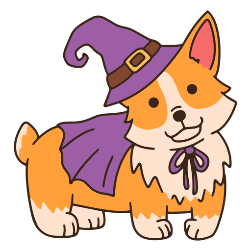 Cachorro corgi bruxa de halloween Desenho PNG