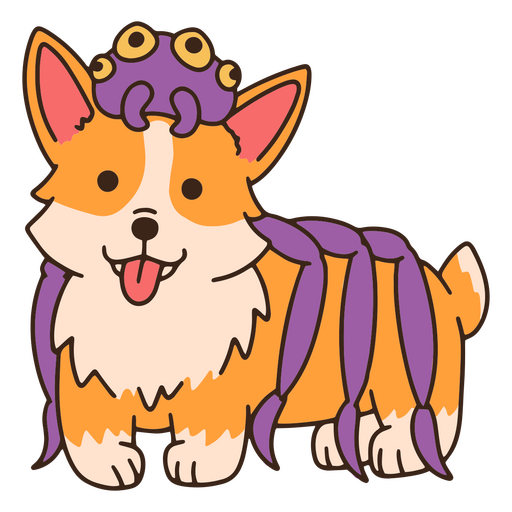 Perro corgi araña de Halloween Diseño PNG