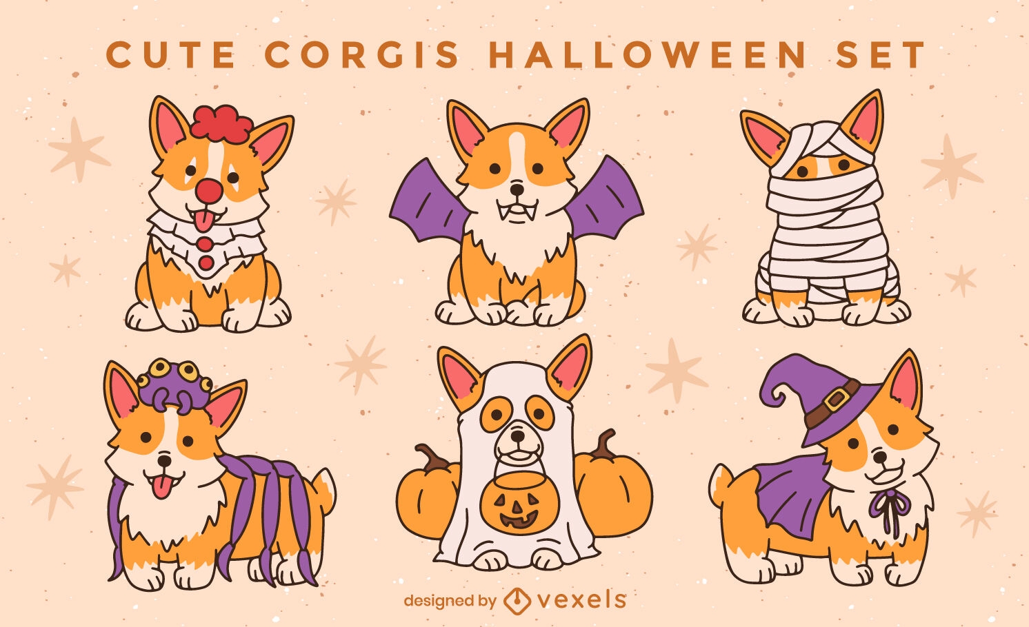 Nettes Halloween-Corgis-Set