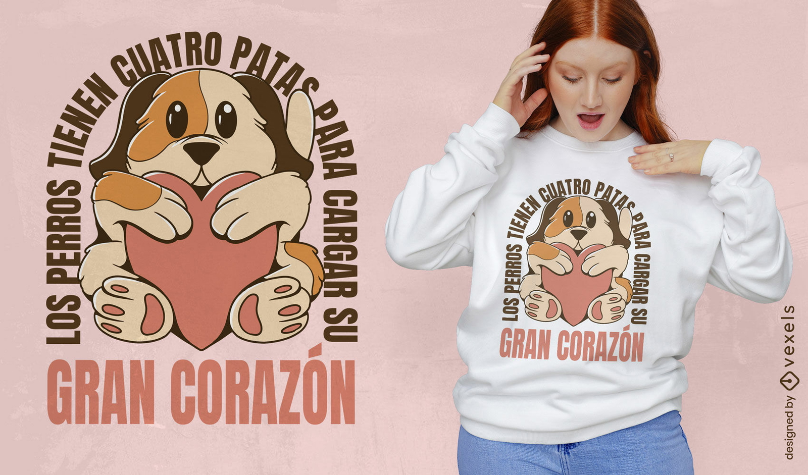 Design de camiseta com citação de coração de cachorro