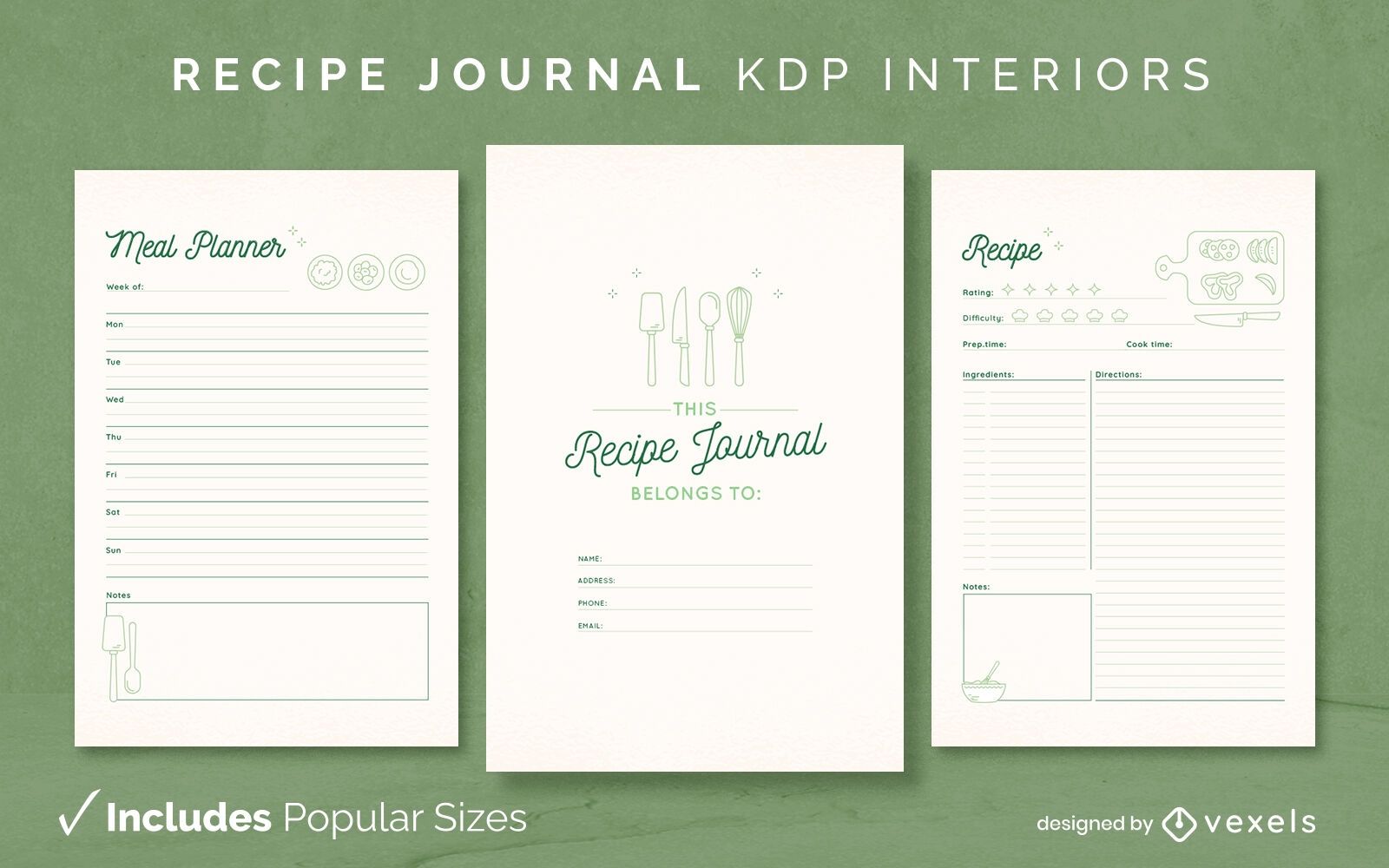 Cooking recipe Journal Design Template KDP