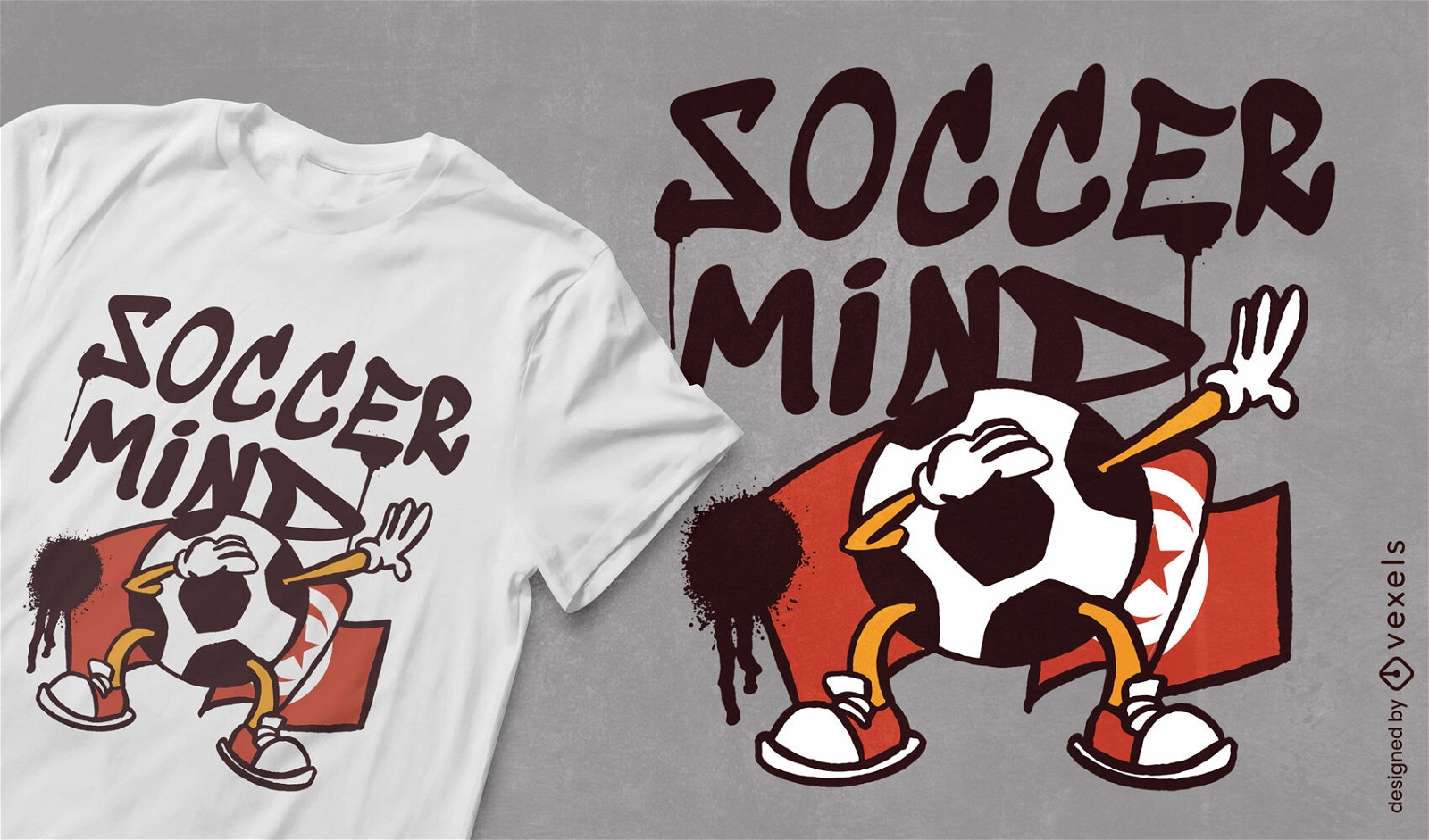 Design de t-shirt de desenho animado de bola de futebol da Tun?sia