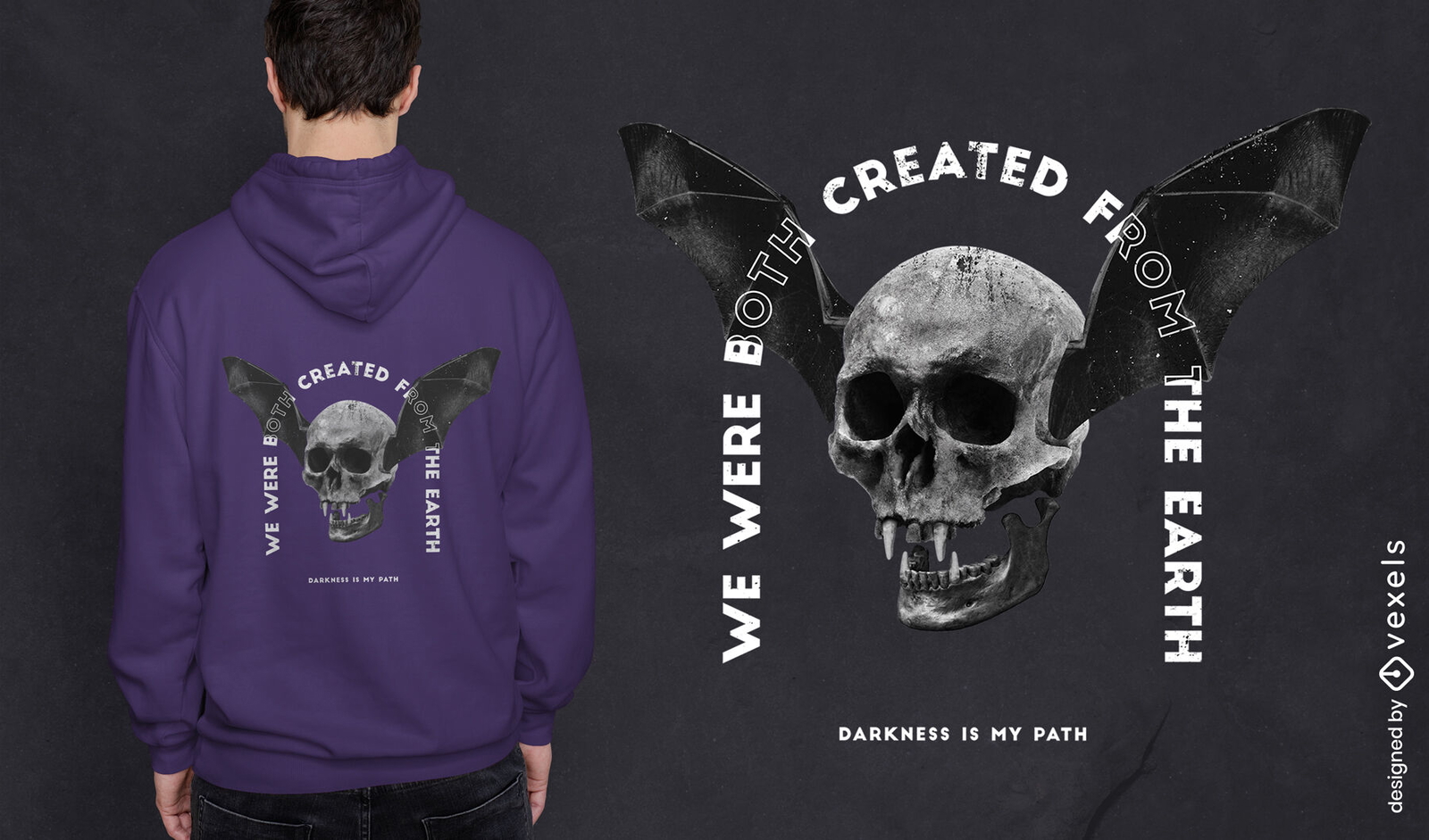 Calavera con alas de murciélago camiseta de halloween psd