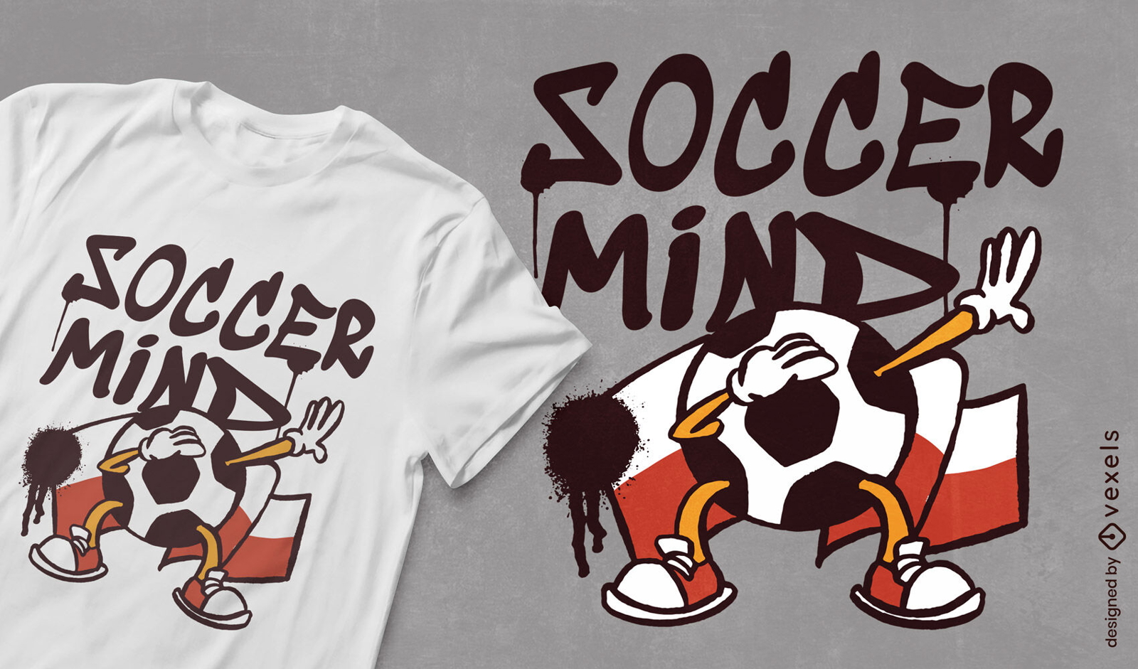 Design de camiseta de desenho animado de futebol da Pol?nia