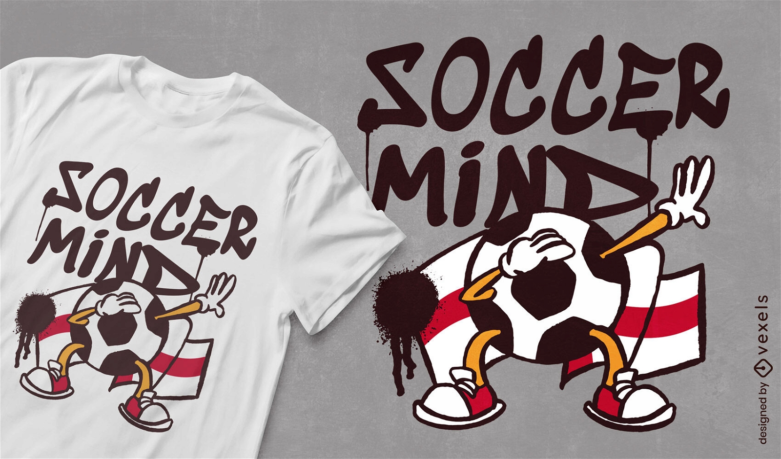 Design de camiseta de desenho animado de futebol da Inglaterra