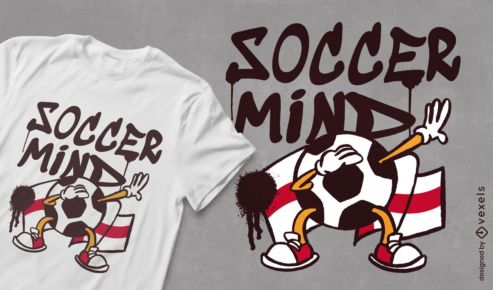 England-Fußball-Cartoon-T-Shirt-Design