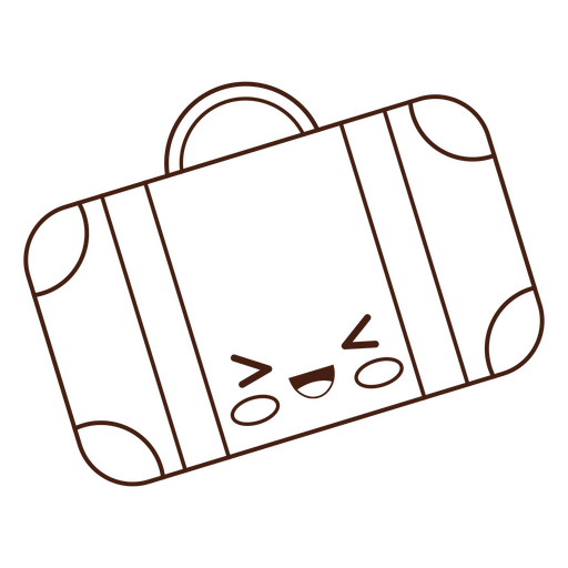 Suitcase travel stroke character PNG Design