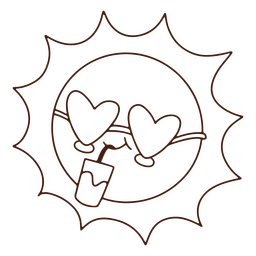 Carácter de trazo de sol de verano Diseño PNG
