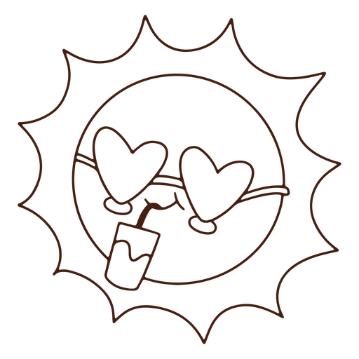 Carácter de trazo de sol de verano Diseño PNG