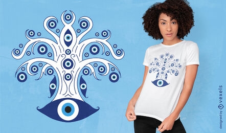 Diseño de camiseta de árbol de mal de ojo.