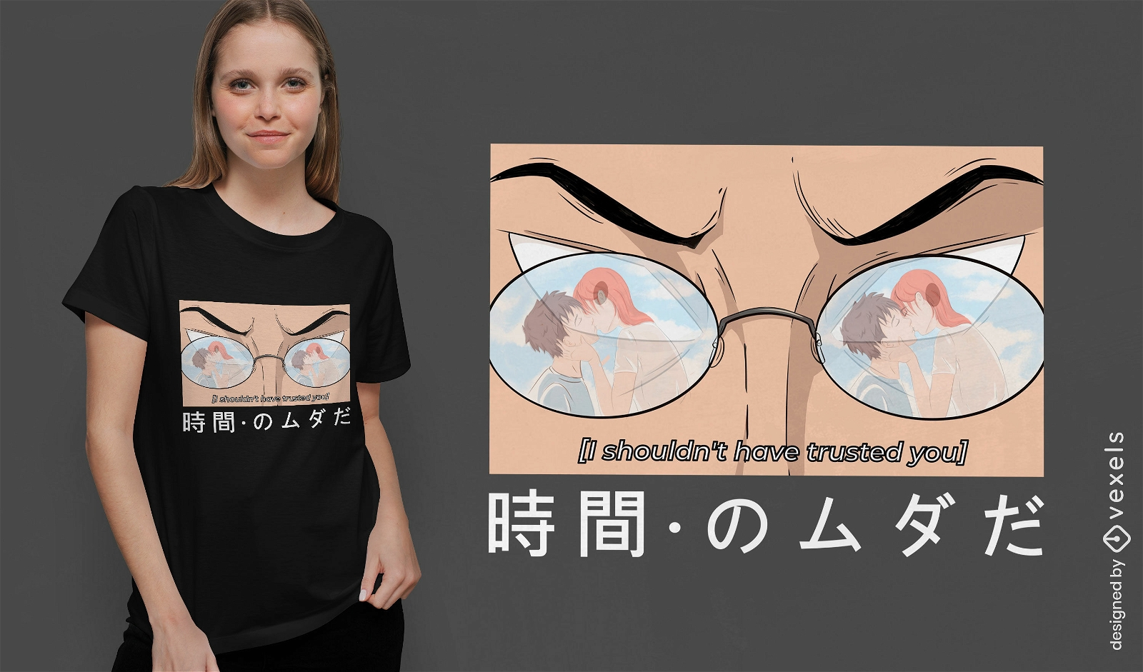 Design de camiseta de drama de romance de anime