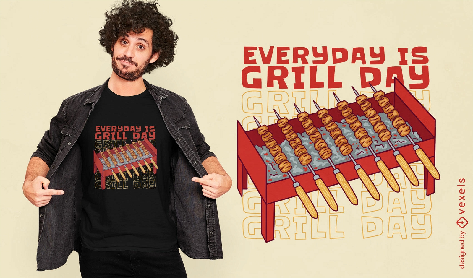 Design de camiseta de citação de comida de dia de grelhados