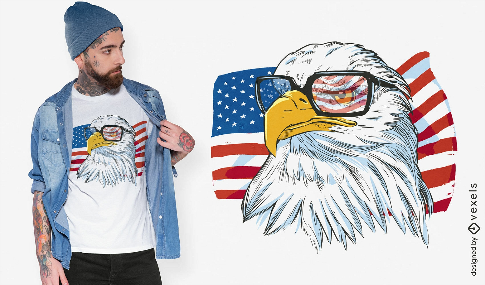 Design de camiseta de águia patriótica do dia da independência