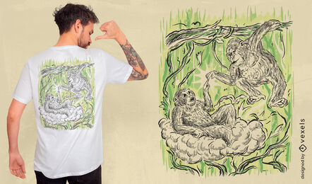 Diseño de camiseta de creación de mono.