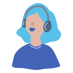 Girl listening to music with headband headphones PNG Design