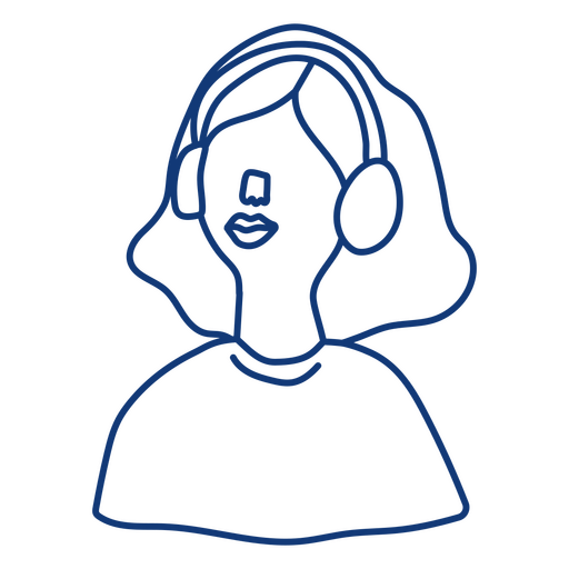 Chica escuchando música con auriculares Diseño PNG