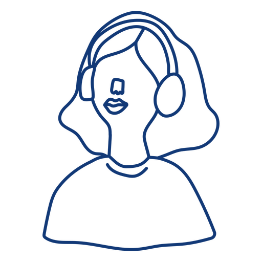 Mädchen, das Musik mit Kopfhörern hört PNG-Design