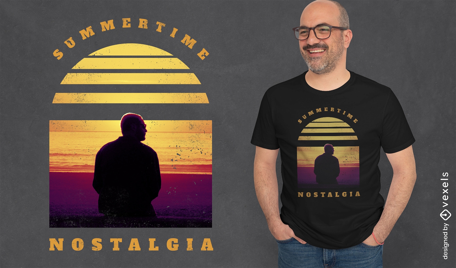 Design de t-shirt de nostalgia do pôr do sol de verão