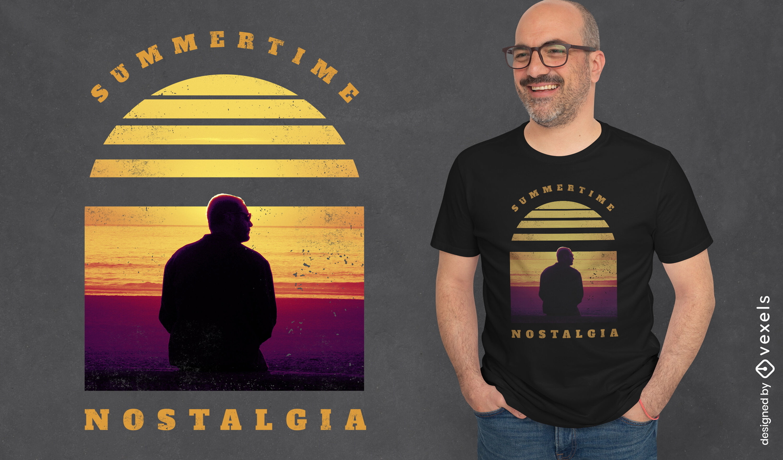 Diseño de camiseta de nostalgia al atardecer de verano.