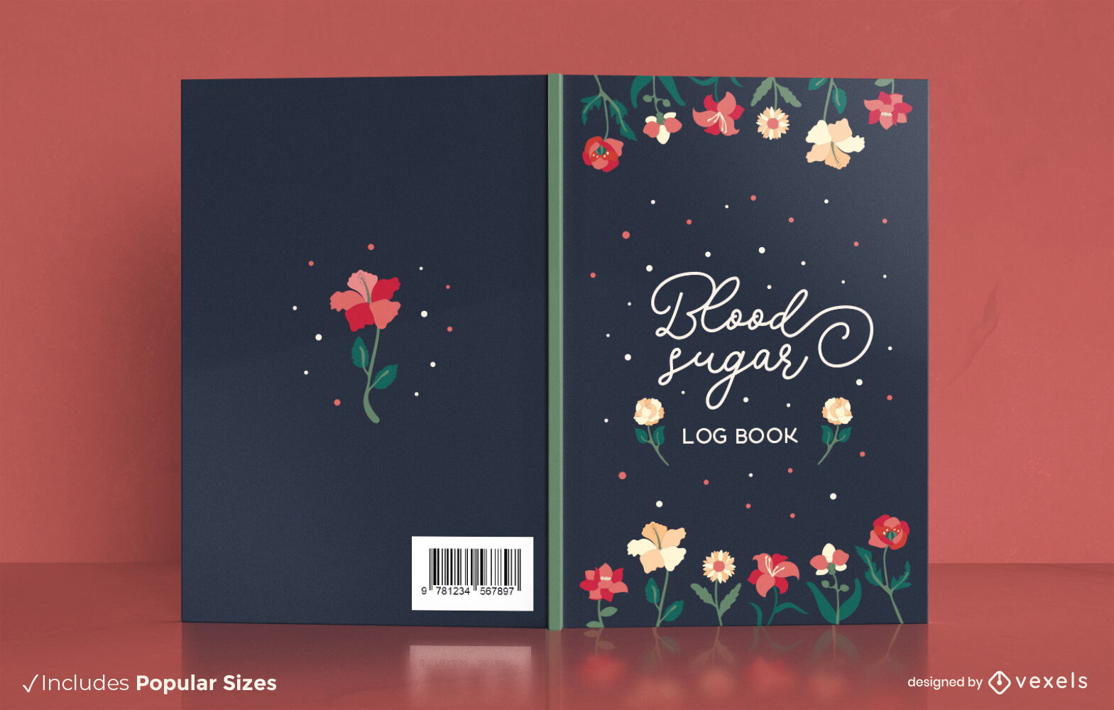 Diseño de portada de libro de registro de azúcar en sangre