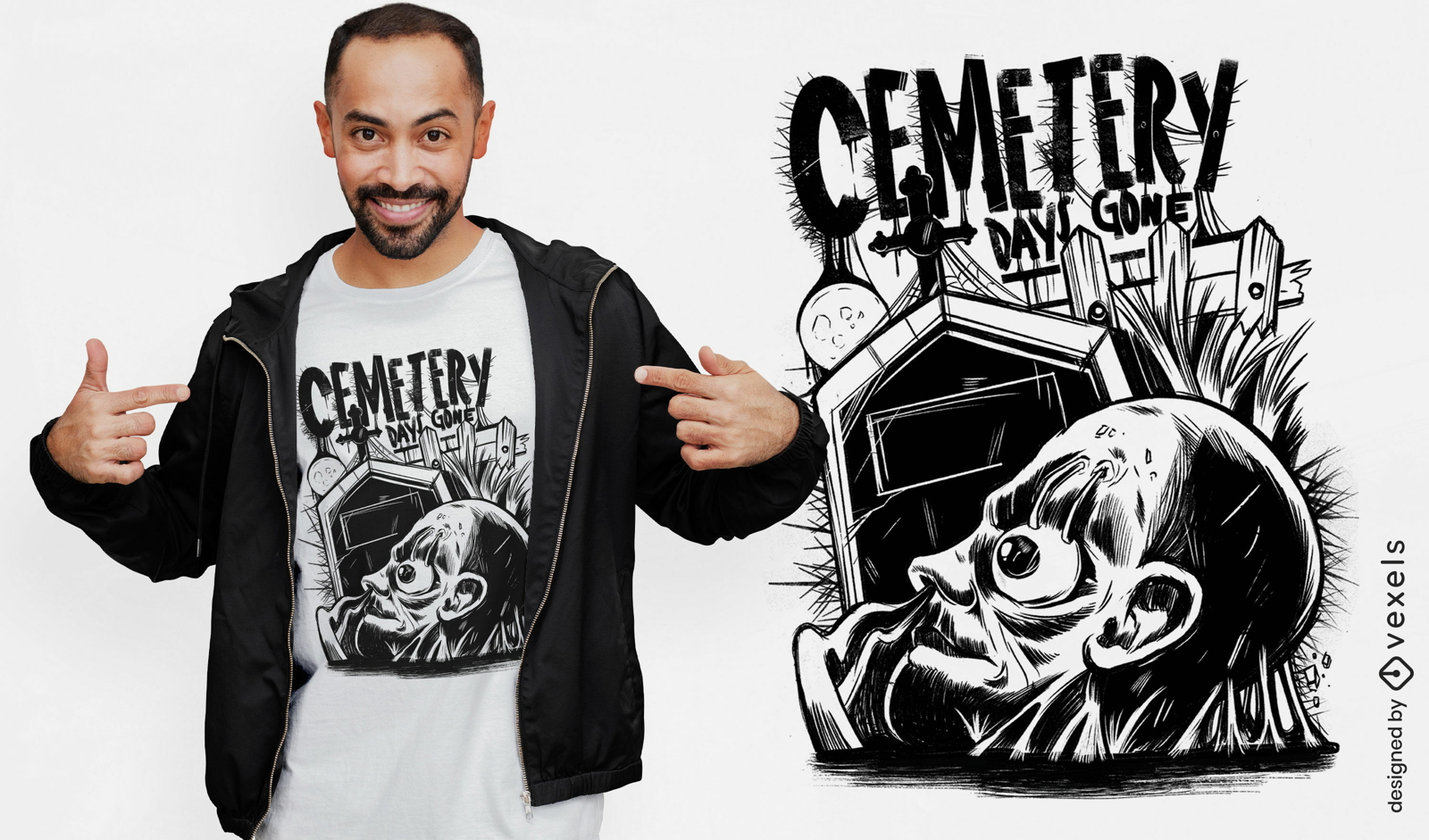 Diseño de camiseta de criatura de cementerio.