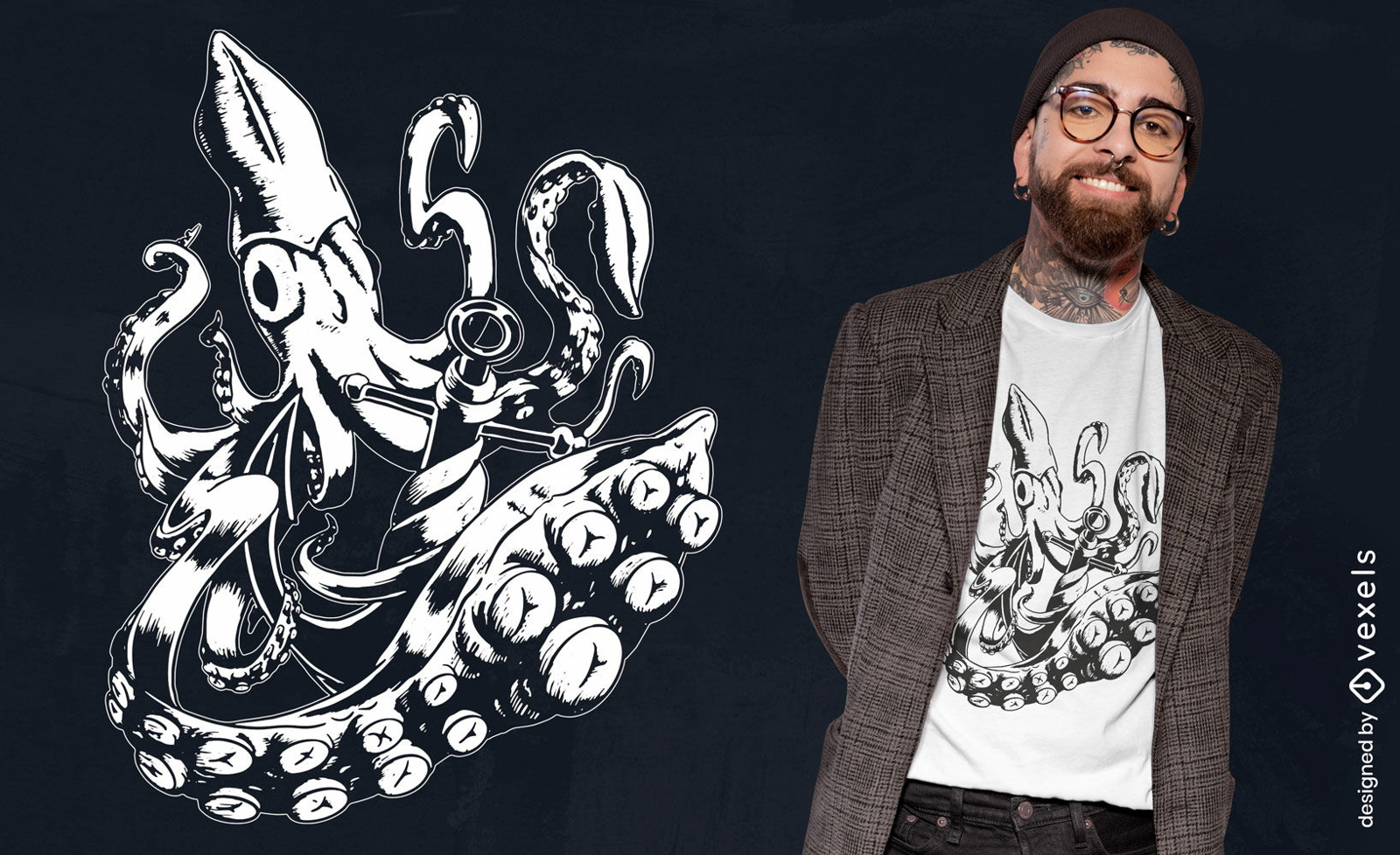 Giant squid t-shirt design