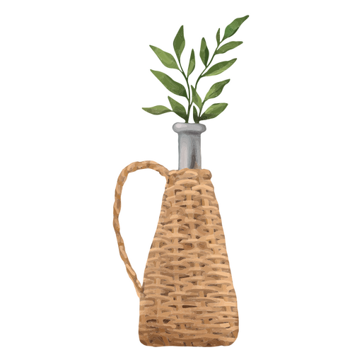 Beautiful handmade wicker vase PNG Design