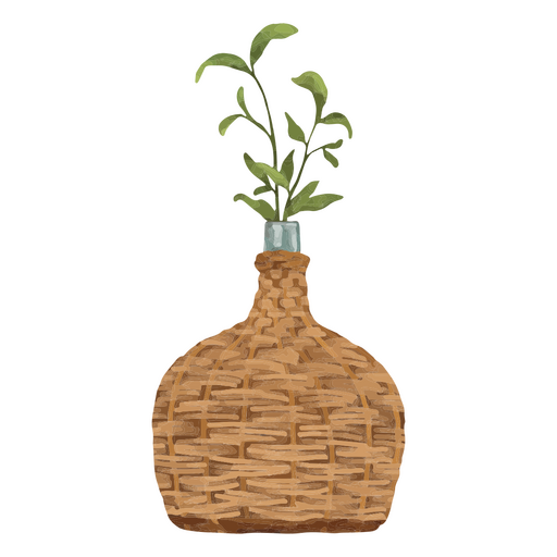Handcrafted wicker basket plant holder    PNG Design